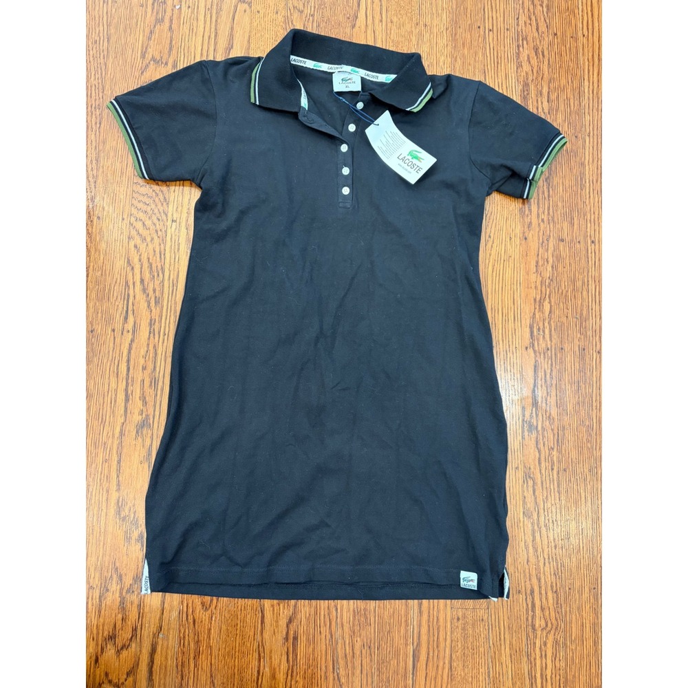 Lacoste Girls XL Black Cotton Pique Polo Dress NWT Preppy Tenniscore